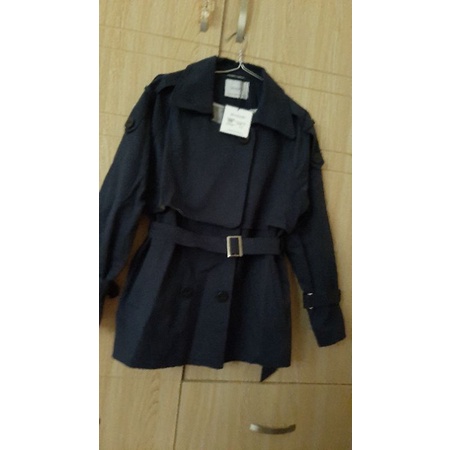 Pass áo khoác hai hàng cúc 20again nguyên tag da lộn màu xanh than size M