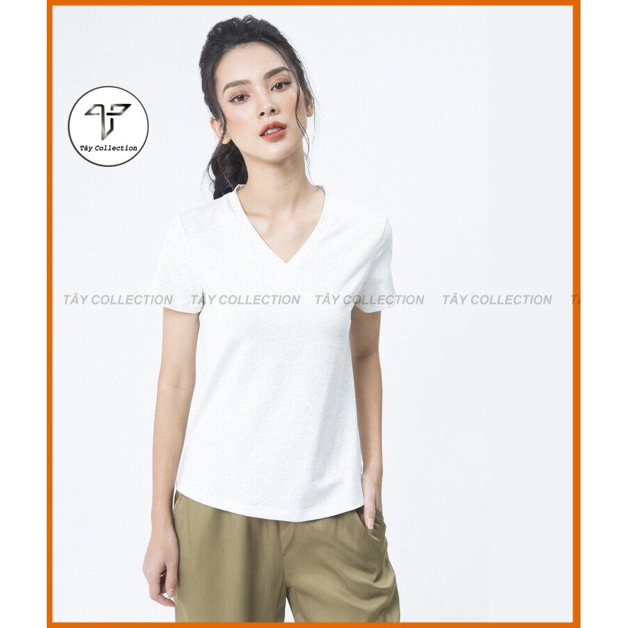 [40 - 55kg] Áo Thun Nữ Cổ Tim VNXK, Áo Thun Lỗ Kim Thông Hơi Thoáng Mát, Vải Đẹp, Thấm Hút Mồ Hôi Tốt
