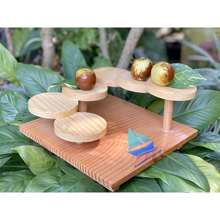 Khay bậc thang 6 tầng tròn trang trí sashimi khay gỗ sushi decor món ăn nhà hàng gỗ Thông nhập khẩu