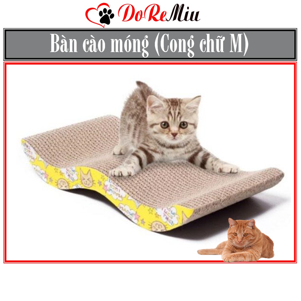 Doremiu- Bàn cào móng cho mèo - Loại Cong chữ M tặng 1 gói catnip