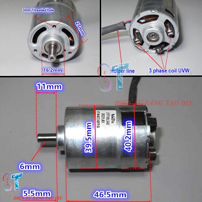 Động Cơ Hút Bụi Nidec Không Chổi Than 18V-24V Kèm Mạch ESC Có Công Tắc Điều Khiển Tốc Độ