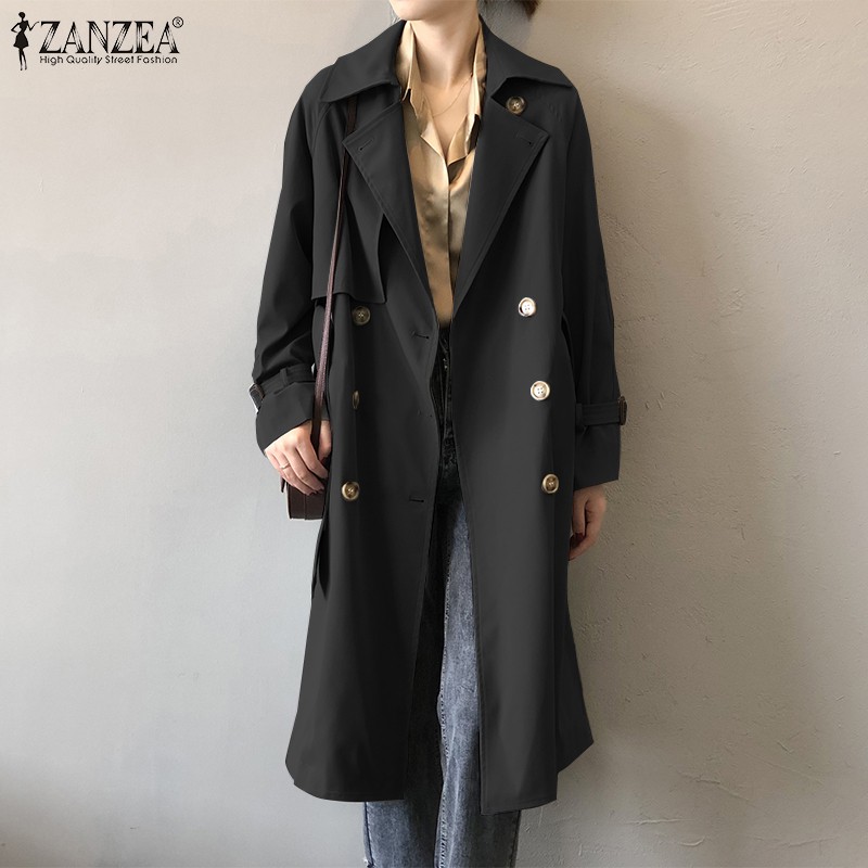 Áo khoác ZANZEA dài tay cổ bẻ thời trang Hàn Quốc dành cho nữ