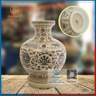 Bình Phượng Hoàng phiên bản truyền thống họa tiết cúc đại đóa - Gốm Chu Đậu Chính Hãng