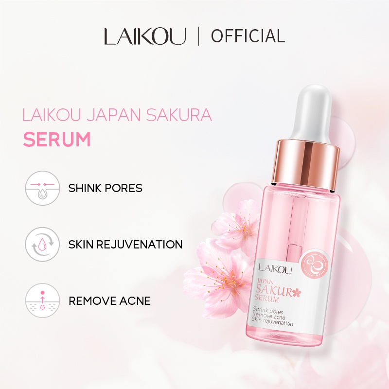 Serum Dưỡng Da Mặt LAIKOU Chiết Xuất Hoa Anh Đào Làm Trắng Trẻ Hóa Làn Da 17ml
