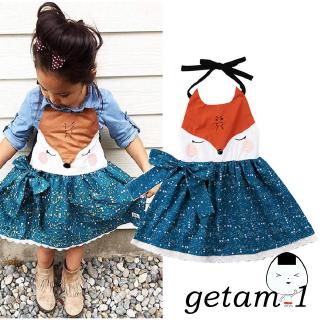 Đầm bé gái in hình mặt cáo