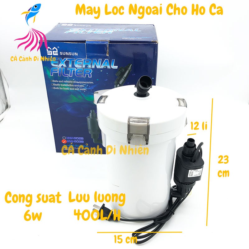 Máy lọc ngoài bể cá 6W Sunsun HW-603B - Lọc thùng cho hồ cá cảnh