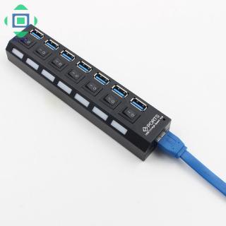 Hub 7 cổng USB 2.0 3.0 có nút + dây cáp tốc độ cao