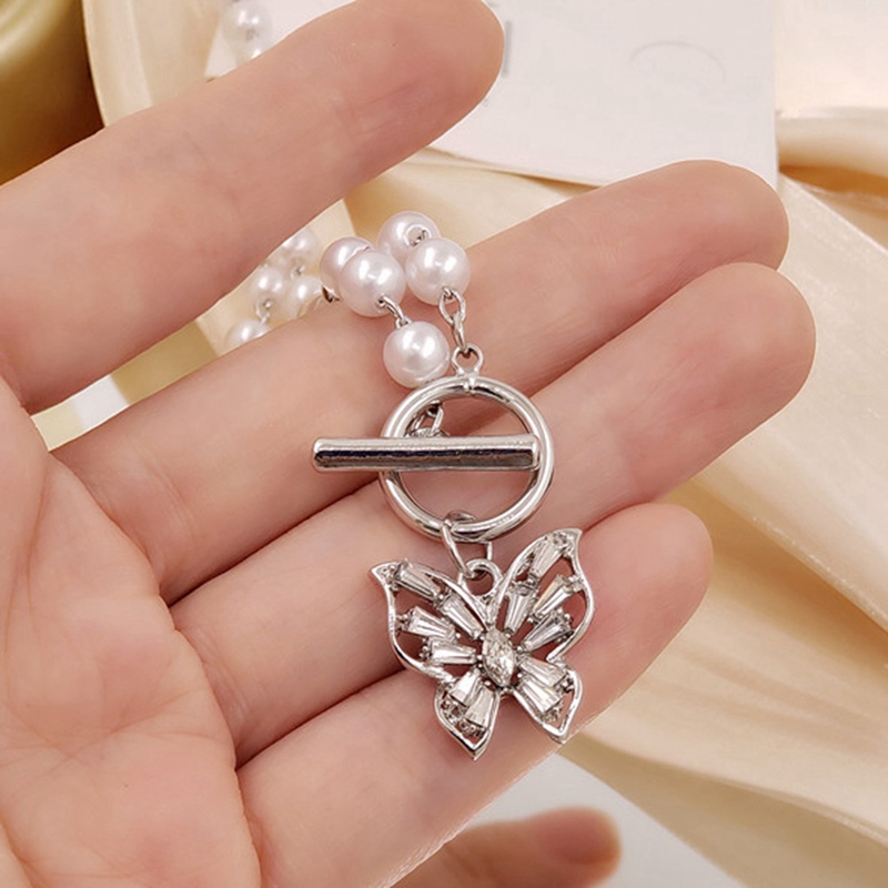 Vòng Cổ Mặt Hình Bướm Đính Ngọc Trai Nhân Tạo Xinh Xắn Dành Cho Nữ