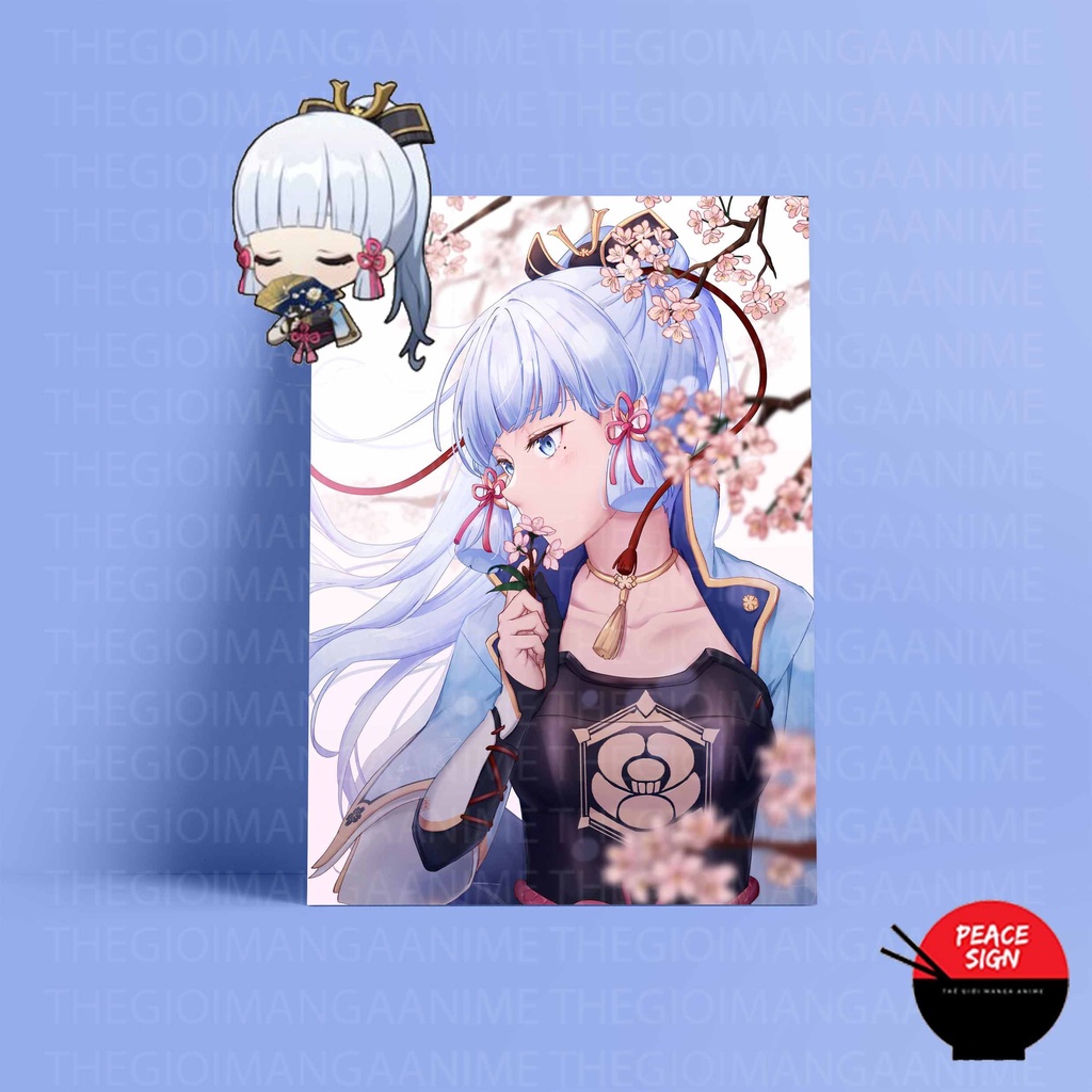 Tấm Poster cao cấp giấy 260gsm in hình nhân vật KAMISATO AYAKA game GENSHIN IMPACT anime chibi postcard ảnh đẹp