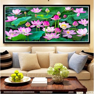 ❤FLASH SALE❤ Tranh thêu chữ thập Hoa Sen LV3376 - Kích Thước 150x80cm