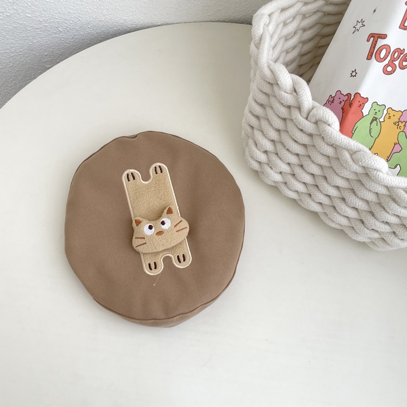 Mũ Beret Thêu Chữ / Mèo 3D Dễ Thương Phong Cách Hàn Quốc Cho Bé Trai