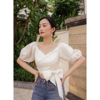 AMBER - Áo tay phồng cột nơ eo Jolly