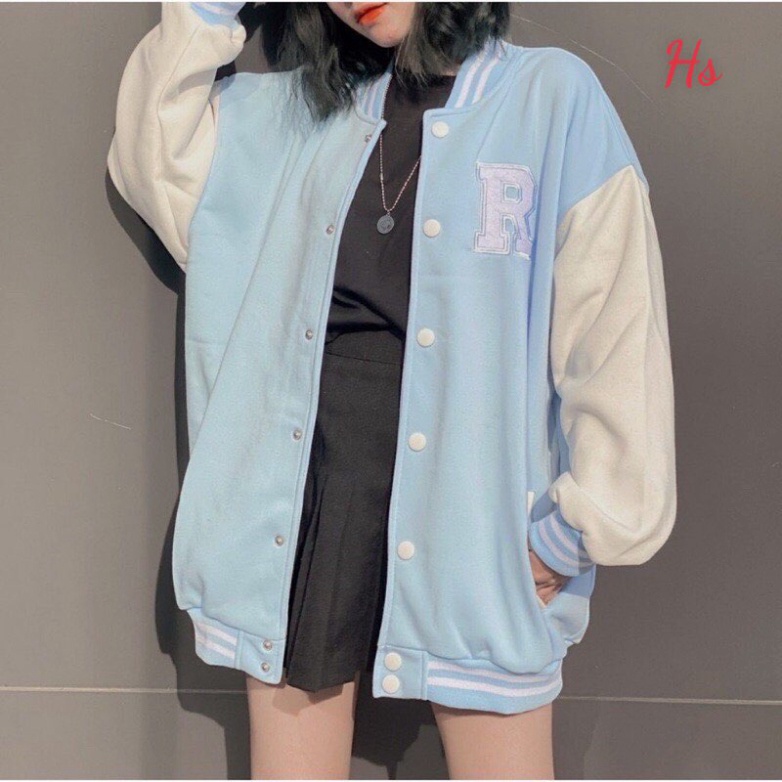 Mua Áo Bomber Nam Nữ Cúc Bấm Thêu Nổi Chữ R Chất Nỉ Saniee Clother ...