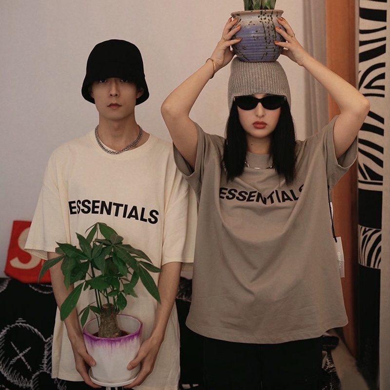Áo thun ESSENTIAL nam nữ tay lỡ unisex form rộng oversize basic tee phông cotton hai màu trắng nâu cực dễ phối đồ