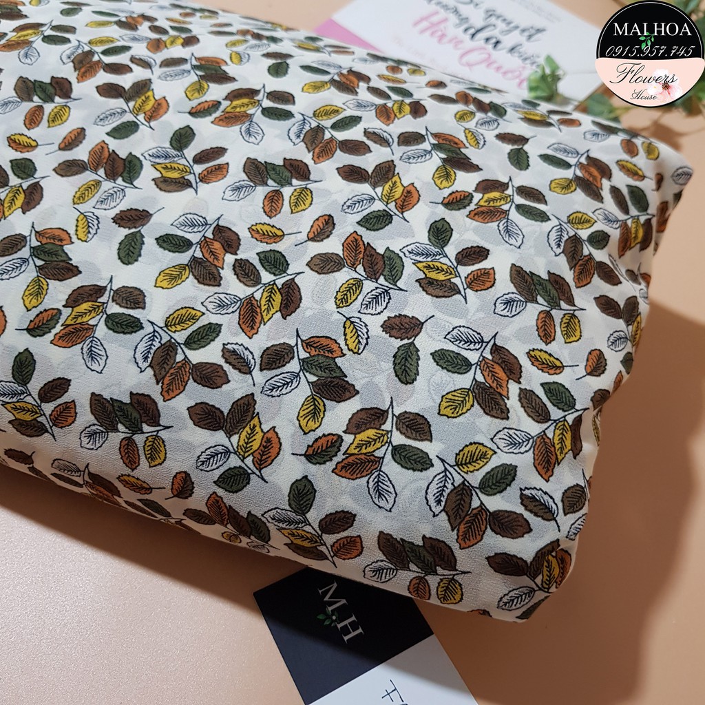 Vải voan hoa vải may đồ nữ in hình lá cầm mềm tay mặc mềm mại và có độ rủ đẹp Maihoaflower