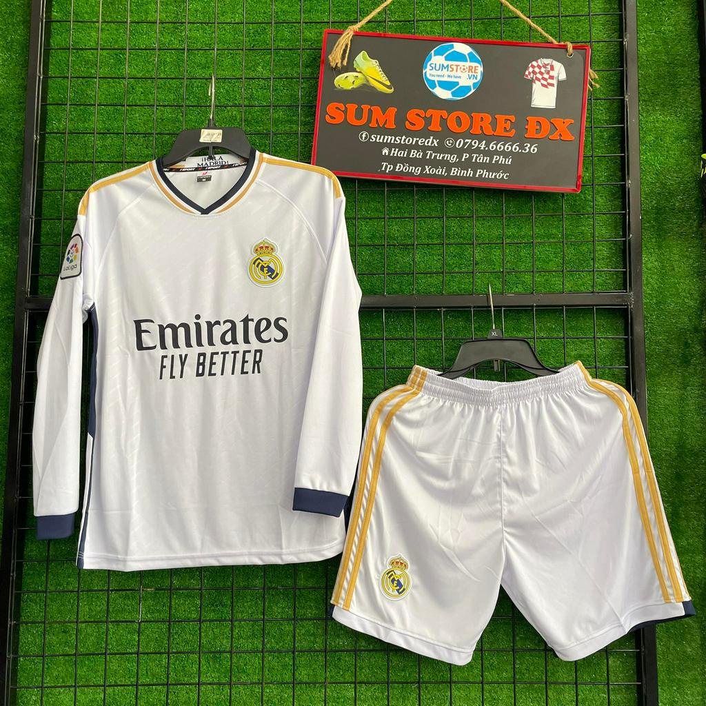 Quần Áo Bóng Đá CLB Real Madrid Trắng DT 23 - Áo Đấu Hot Mẫu Mới, Cực Đẹp