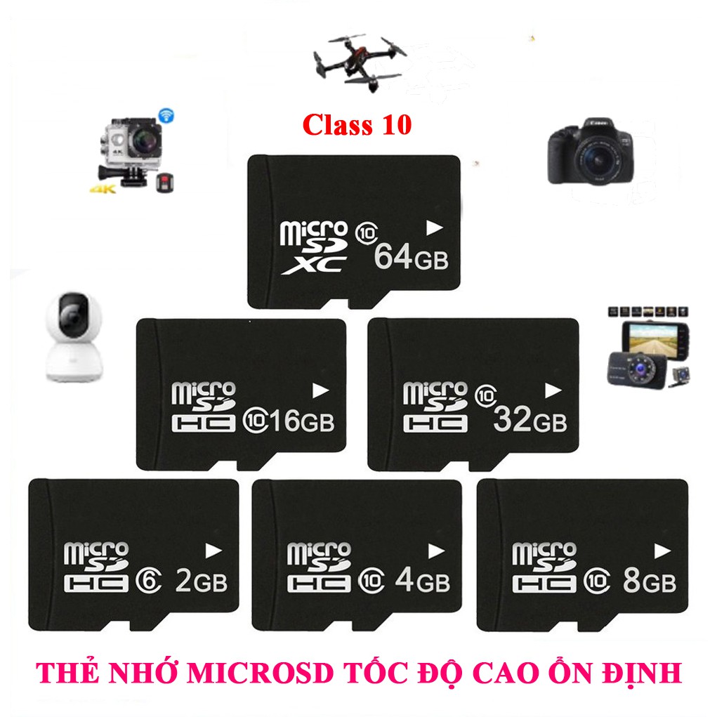 Thẻ nhớ Micro SD/64G/32G/16G/128G/8G/4G/2G - Class 10 U3 - Chuyên Camera Hành Trình, Smart phone các thiết bị điện tử...