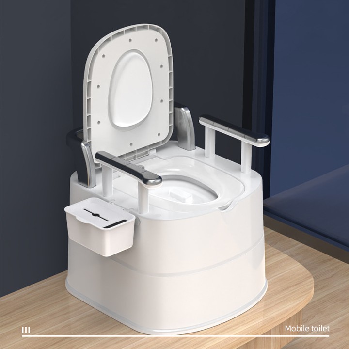 Tolet bồn cầu di động cao cấp chính hãng có tay vịn, tolet dành cho người già, người bệnh, tiện lợi