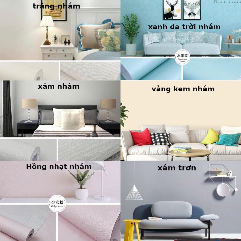 DECAL 10m Giấy dán tường khổ rộng 45cm  - MẶT NHÁM MÀU THUẦN NHIỀU MẪU