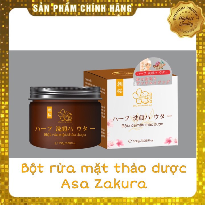 [Siêu Hot] Bột Rửa Mặt Thảo Dược ASA ZAKURA 100g - Da Sạch Hết Mụn Trắng Hồng Rạng Rỡ