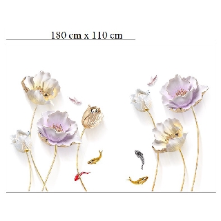 Decal dán tường hoa tím cánh mỏng 3d_ siêu hot 1