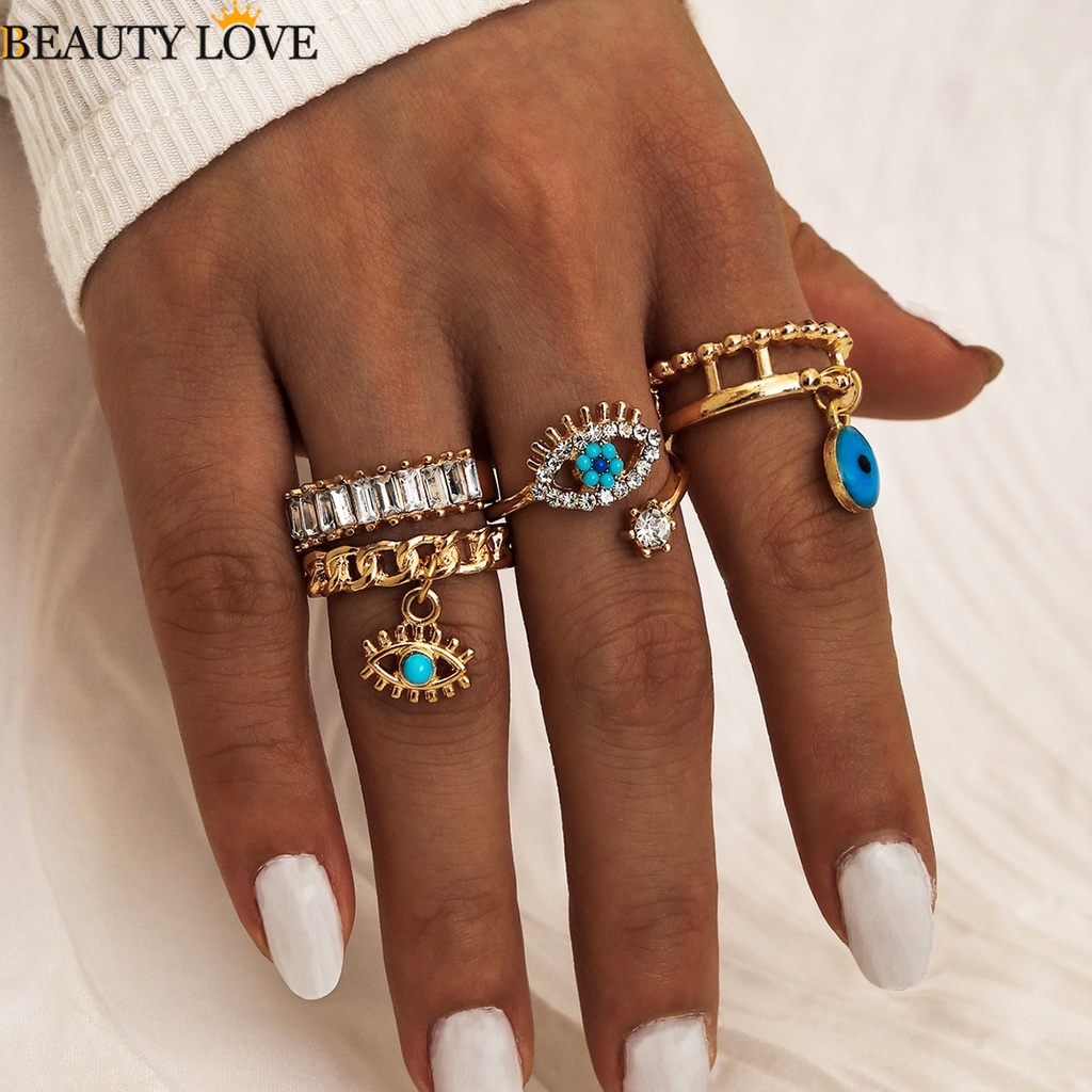 Set 4 Nhẫn Đeo Đốt Ngón Tay Nhiều Kiểu Phong Cách Boho Thời Trang Cho Nữ