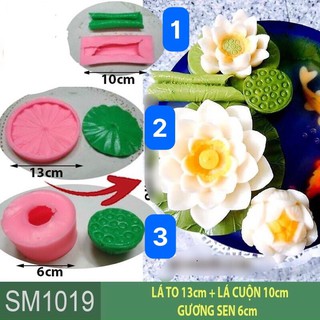 Khuôn silicon Lá Sen tròn, Lá sen cuộn, Gương sen (Bát sen)