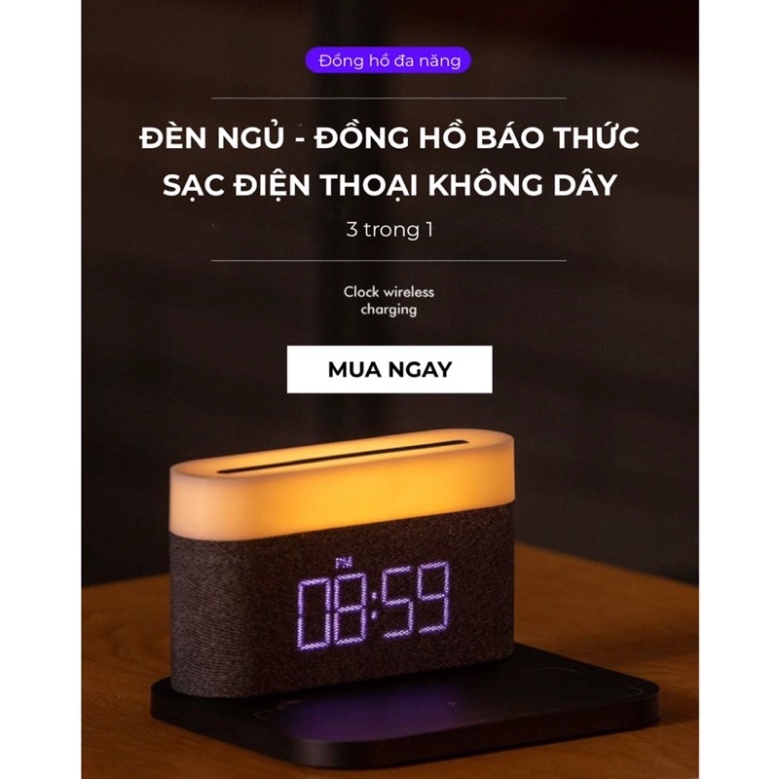 Đồng Hồ Thông Minh LED Đa Năng - Đồng hồ điện tử để bàn Decor, báo thức, sạc không dây, đèn học tuỳ chỉnh màu sắc