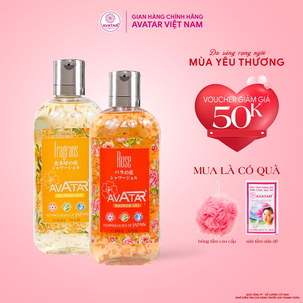 Combo Sữa Tắm Hương Nước Hoa Nhật, Dưỡng Da Trắng Mịn Với Cánh Hoa Thật 100% Avatar 500ml