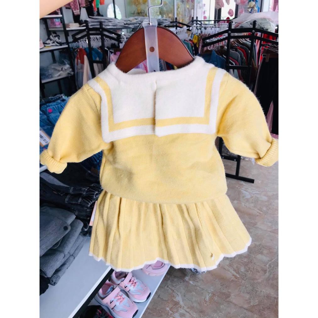 Set váy len vàng phong cách tiểu thư cho bé gái M298