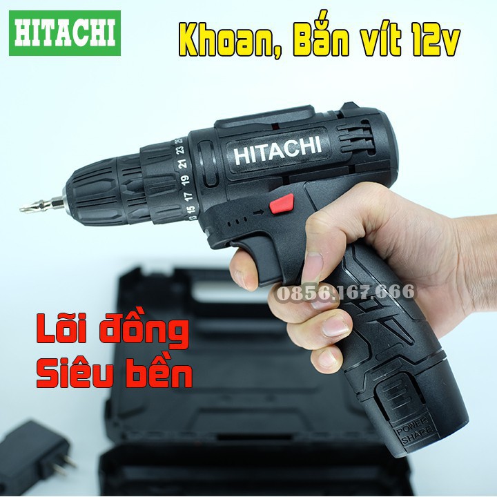 Máy khoan Pin HITACHI 28V Có Búa - Không Búa - Máy Bắt Vít Hitachi 12V, Lựa chọn, Lõi Đồng, Khoan Tường