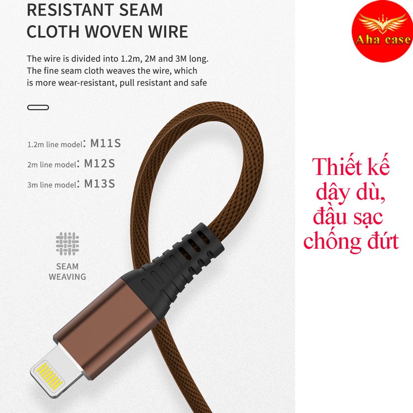 [Freeship] CÁP SẠC NHANH M11S CHÍNH HÃNG SD Design 6A, iphone,samsung,oppo dây dù chống đứt, cap sạt điện thoại