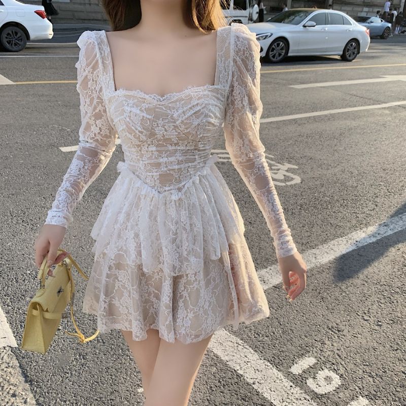 ord 2-3 tuần váy ren xòe xếp tầng
