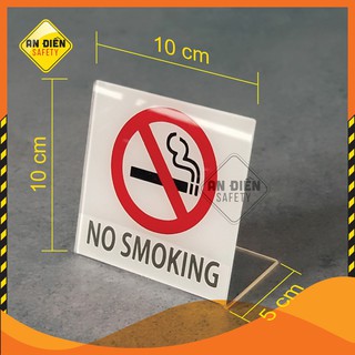 Mica Cấm Hút Thuốc No Smoking để bàn màu trắng sang trọng, gọn nhẹ dễ di chuyển