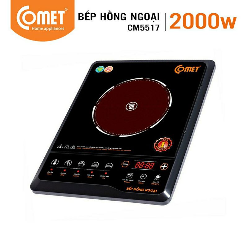 Bếp hồng ngoại 2000W Comet CM5517 không kén nồi - hàng chính hãng