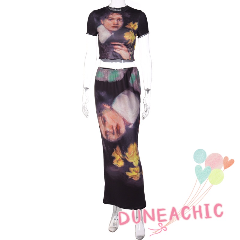 Set Áo Thun 2 Dây + Chân Váy Dài Thời Trang Nữ