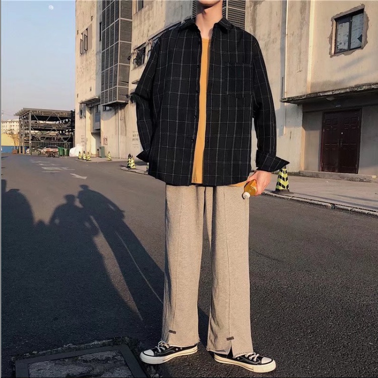 Áo sơ mi retro unisex áo sơ mi nam phong cách Hàn Quốc áo dài tay áo sơ mi caro nam bông ifashion oversize áo sơ mi unisex