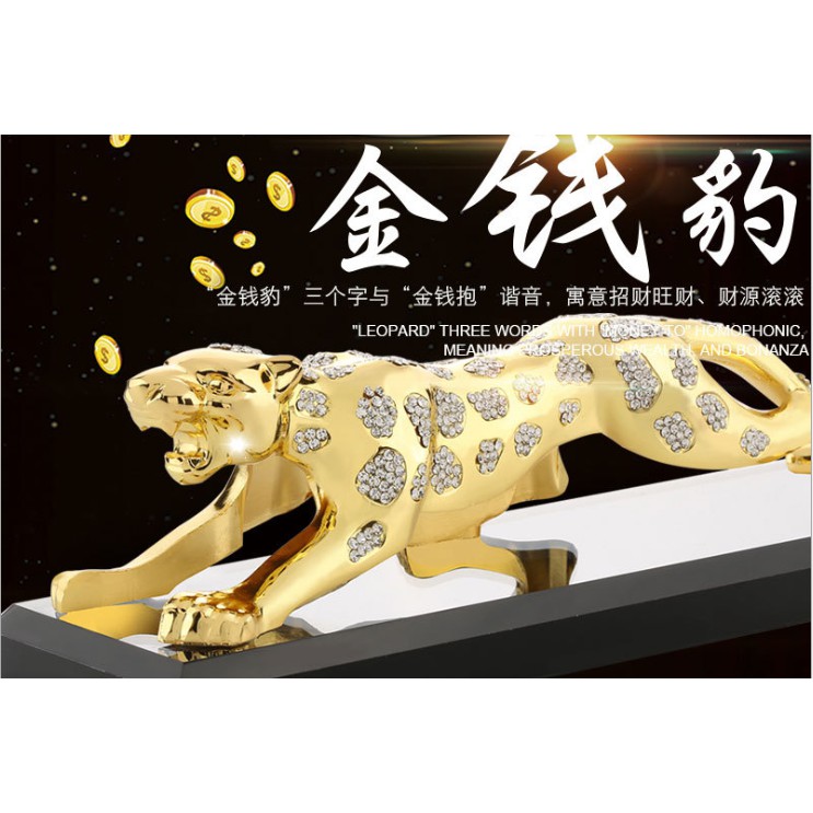 Tượng báo Leopard nước hoa xe hơi - Hợp kim đồng cao cấp ánh kim kích thước lớn