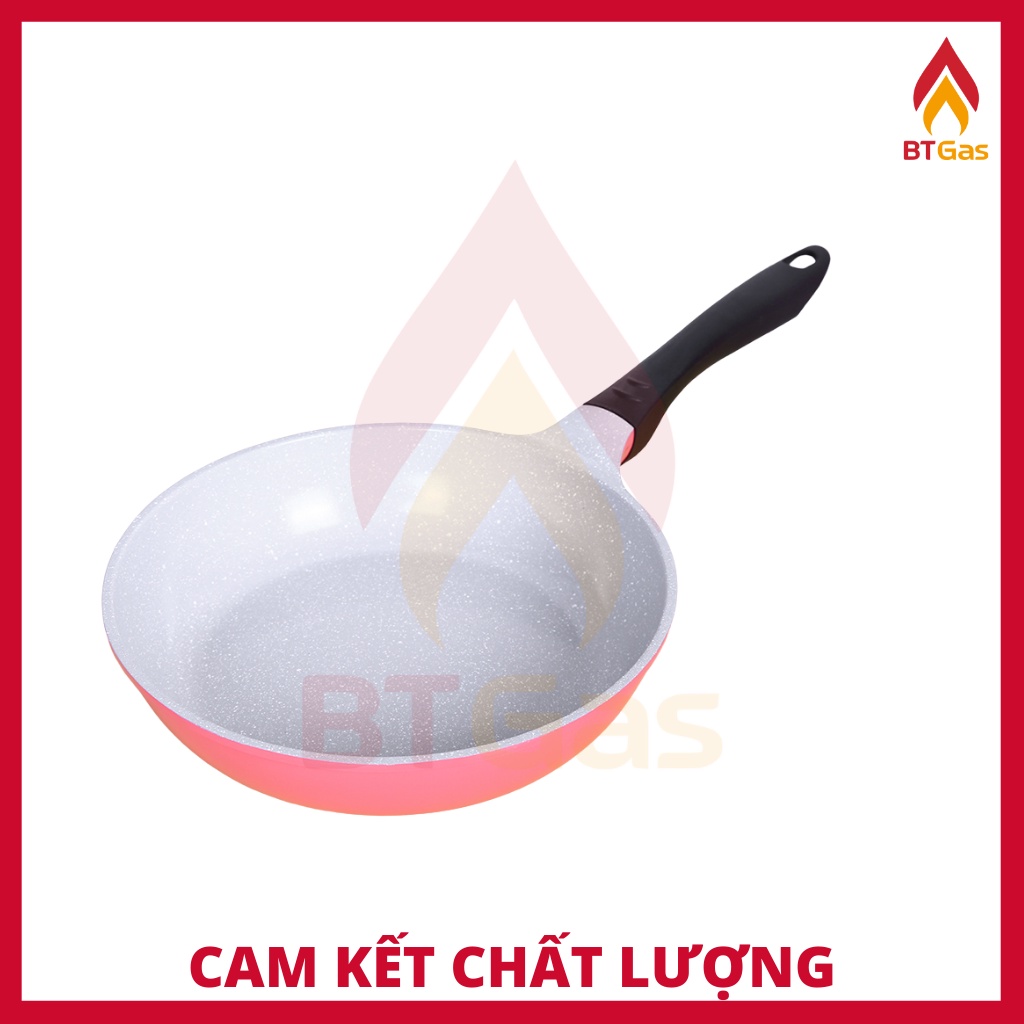 Chảo đúc chống dính men đá ceramic đáy từ Green Cook GCP03-IHP màu hồng công nghệ 7 lớp chống dính Hàn Quốc