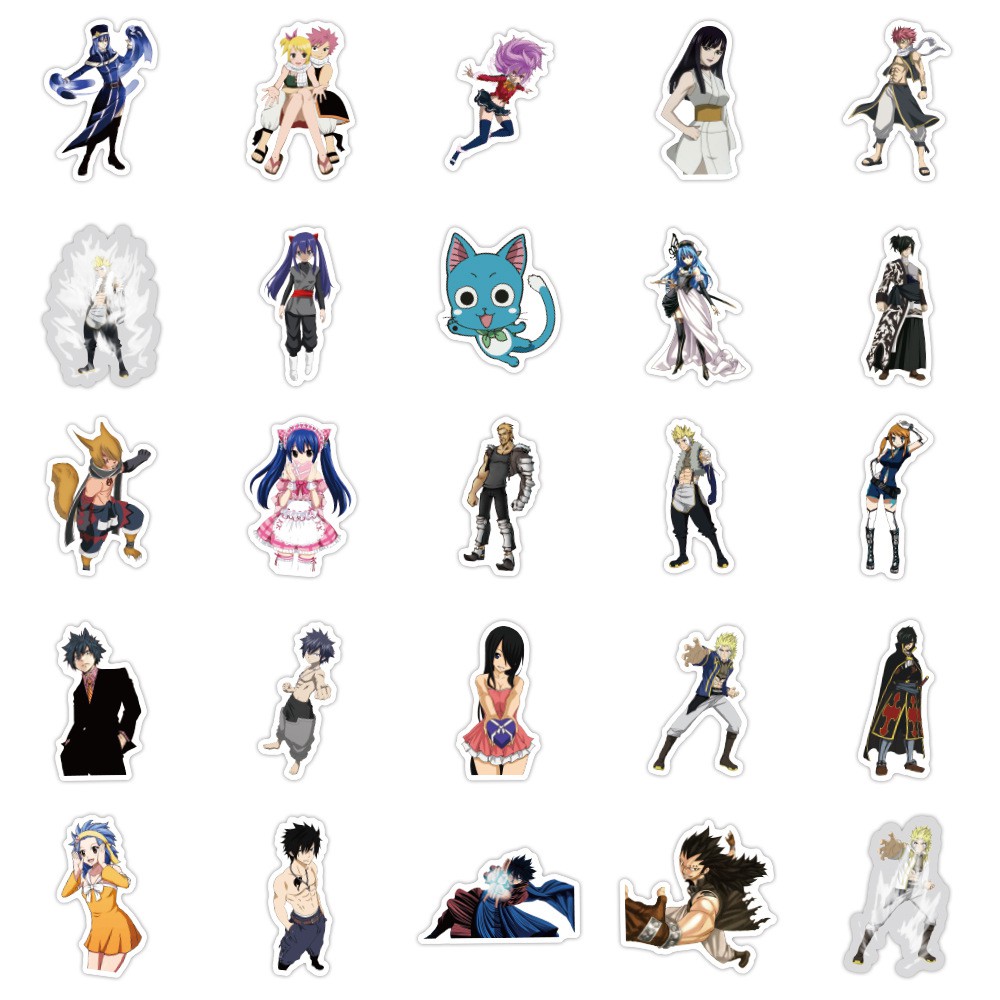 Y&P| Hình Dán Chống Nước Fairy Tail Nhật Bản Anime Mũ Bảo Hiểm Máy Tính Xách Tay Hành Lý Dán Thiết Lập, 50 tờ