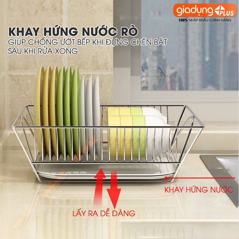 Kệ úp chén bát đĩa thông minh inox cao cấp ráo nước bên bồn rửa LAZYDO