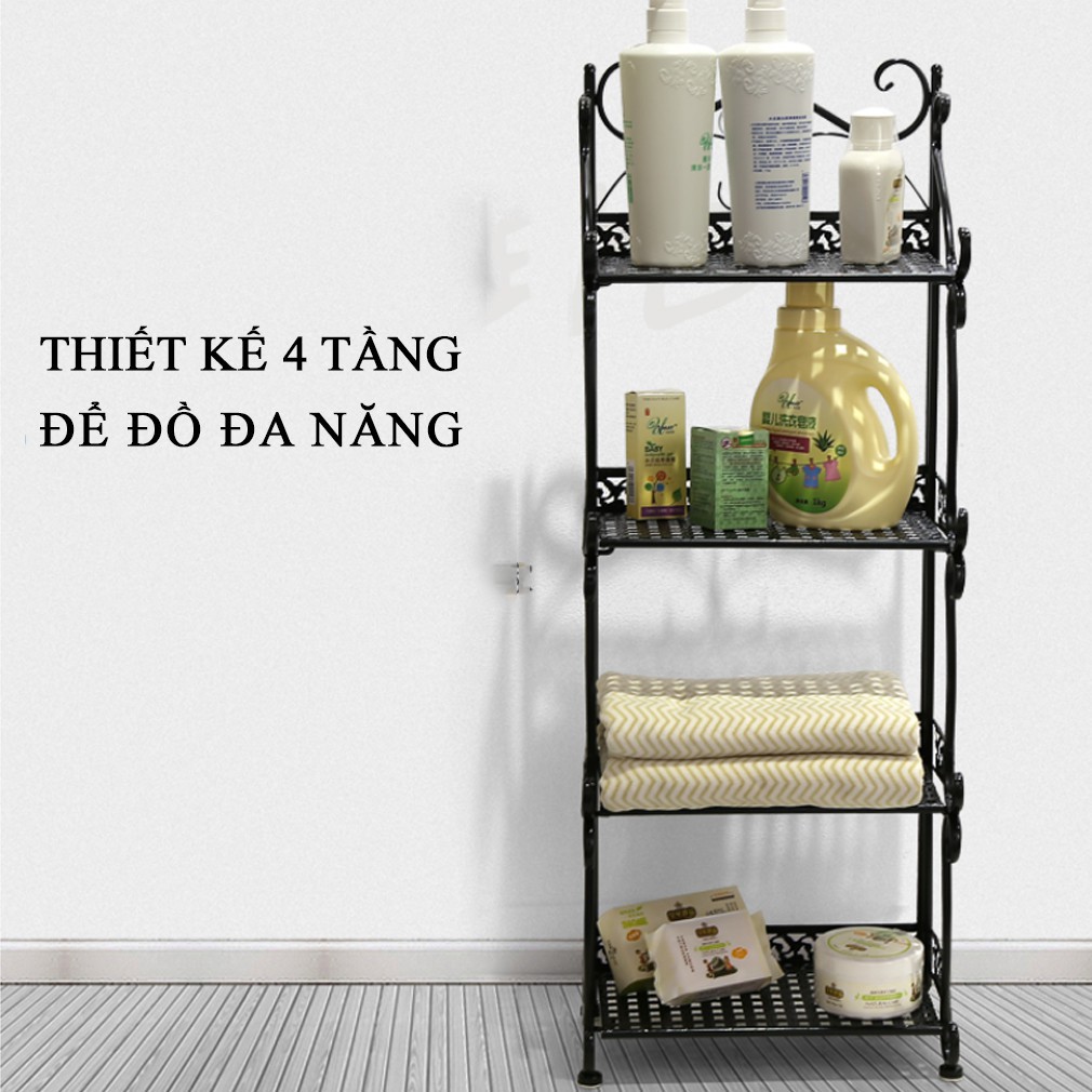[ XẢ KHO ]  Kệ nhà tắm 4 tầng thép phủ sơn tĩnh điện hoa văn để đồ đa năng kích thước 87 x 33 x 20cm | BigBuy360 - bigbuy360.vn
