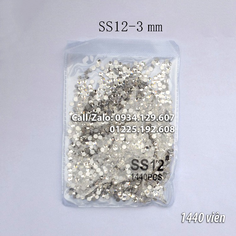 Bịch Hạt đá Pha lê Trắng AB nhiều size SS3 SS4 SS5 SS6 SS8 SS12 SS16