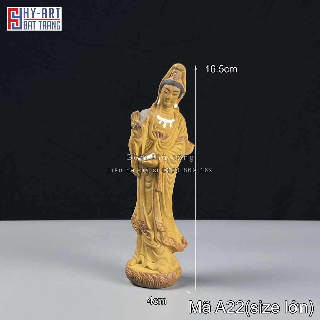 Tượng gốm Phật Bà Quan Âm phụ kiện trang trí tiểu cảnh hòn non bộ bể cá chậu cây bonsai