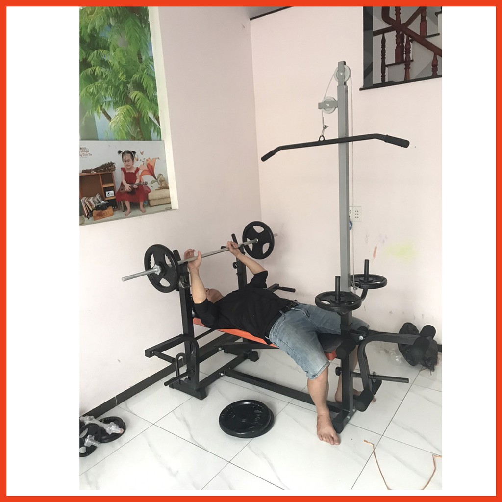 Ghế tạ đa năng Kt20[Combo 1 ghế tạ + 1 đòn tạ + 20kg ta gang]