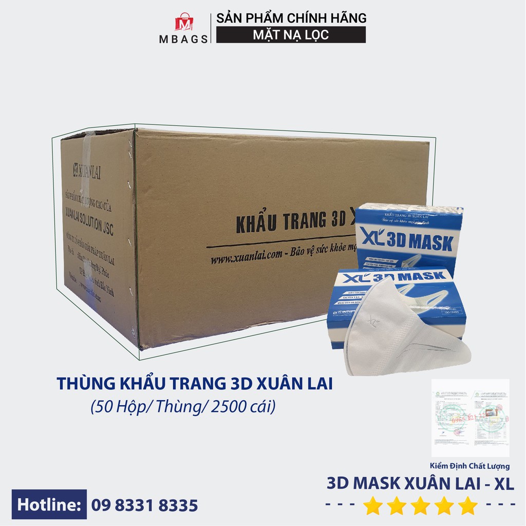 Thùng Khẩu Trang 3D Mask Xuân Lai Chống Bụi PM 2.5 - Hàng Chính Hãng XL'