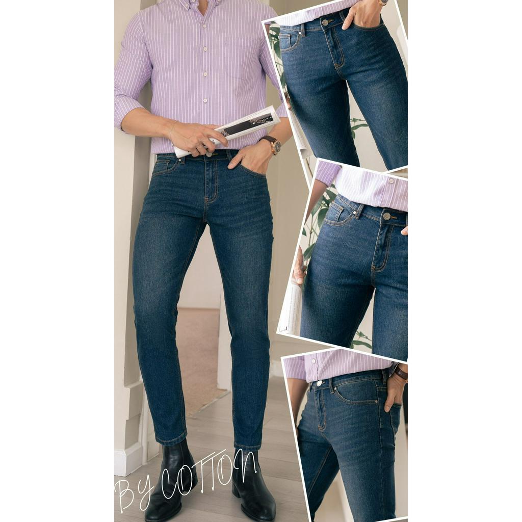 Quần Jeans Dài Nam Cao Cấp Màu Xanh Đậm Dark Blue Basic Jeans BY COTTON