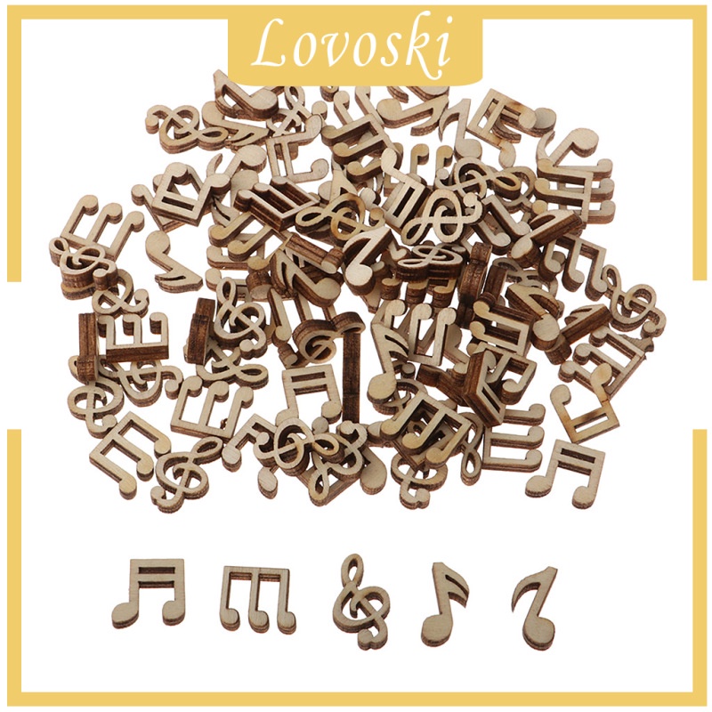 [Lovoski] Set 100 Thẻ Gỗ Hình Nốt Nhạc Chơi Game Sort