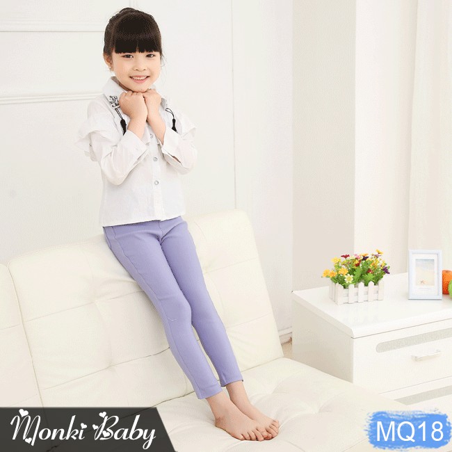 [Sale lẻ size] - Quần dài bé gái size đại (cỡ lớn), dáng legging ống côn co giãn, chất thô dày dặn | MQ18