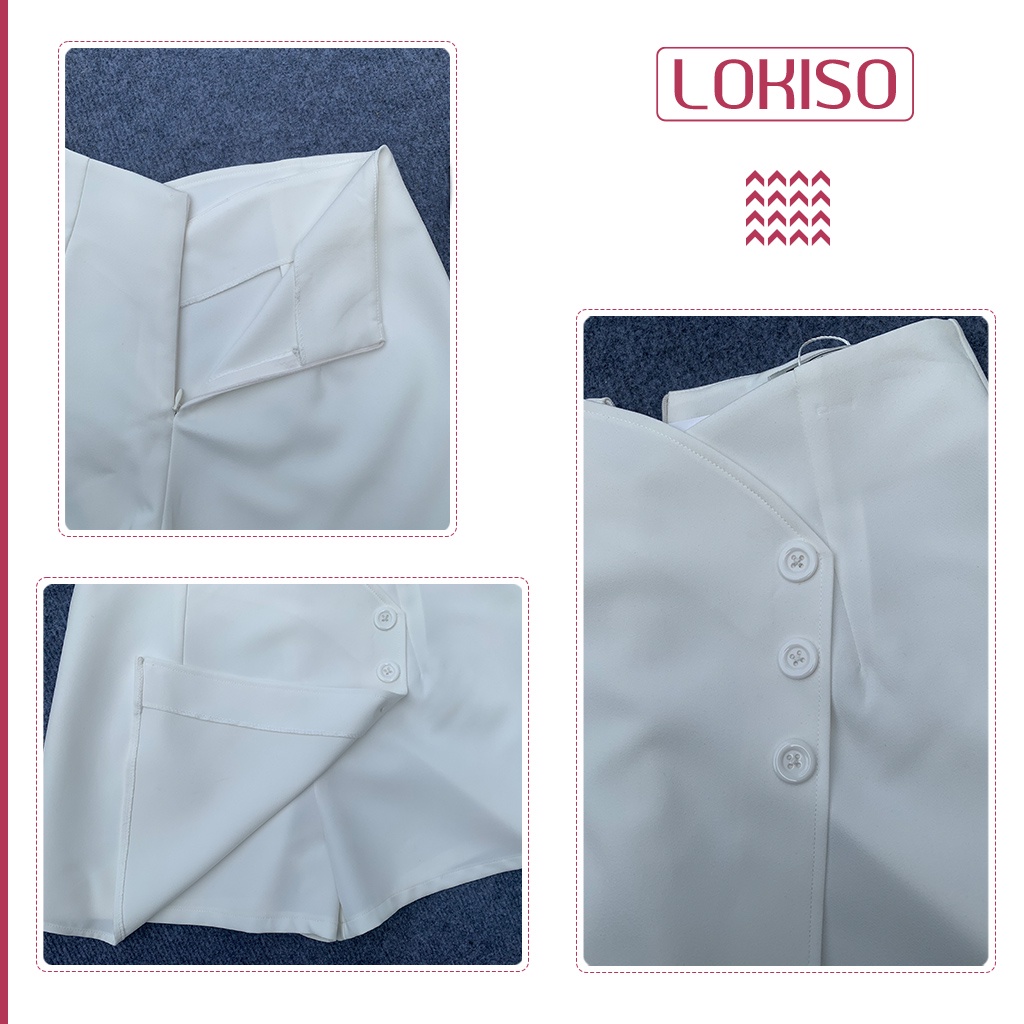 Quần short nữ lưng cao ống rộng giả váy đẹp công sở ulzzang LOKISO QS08